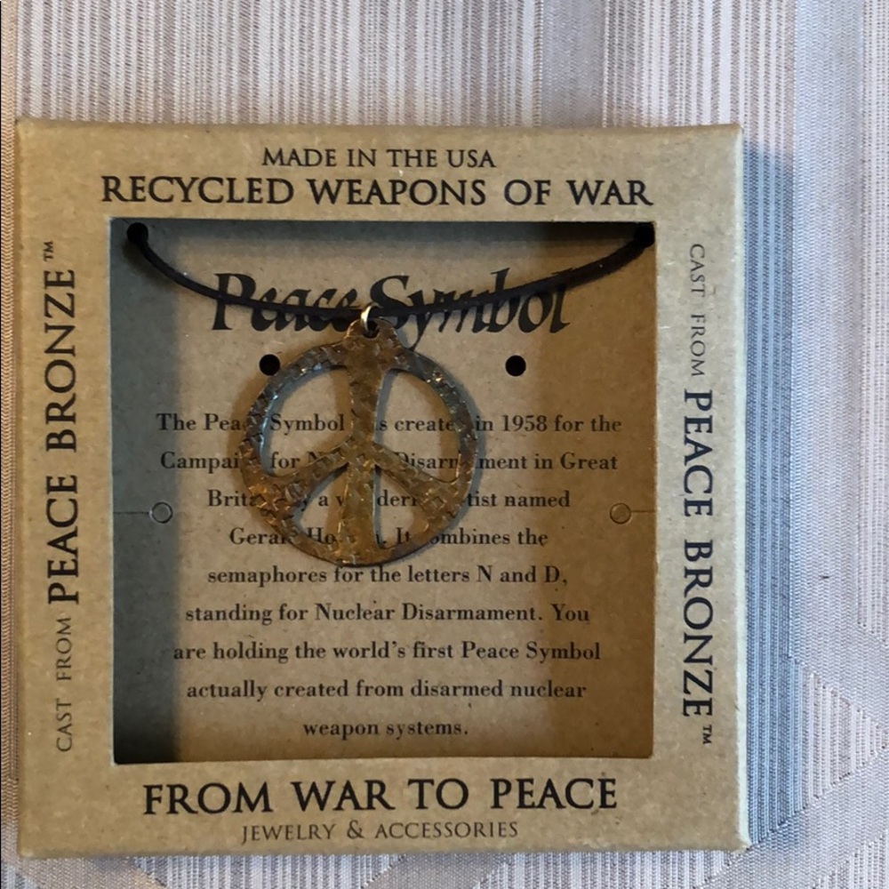 Peace symbol adjustable necklace